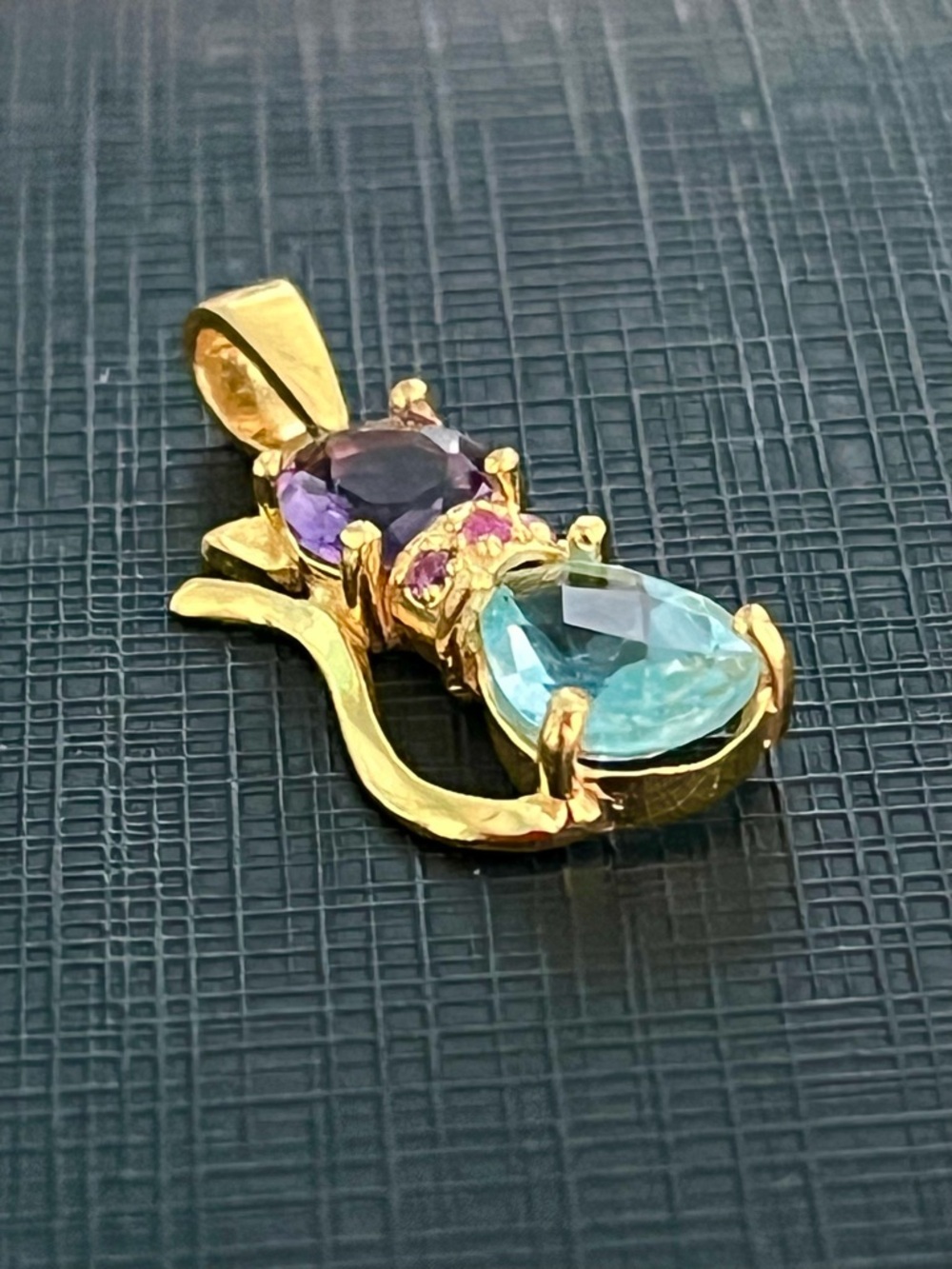 14KGP Genuine Topaz Amethyst Garnet Pendant - Picture 2 of 5